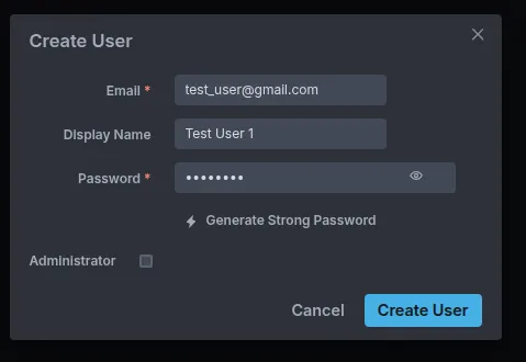 Add User Screen